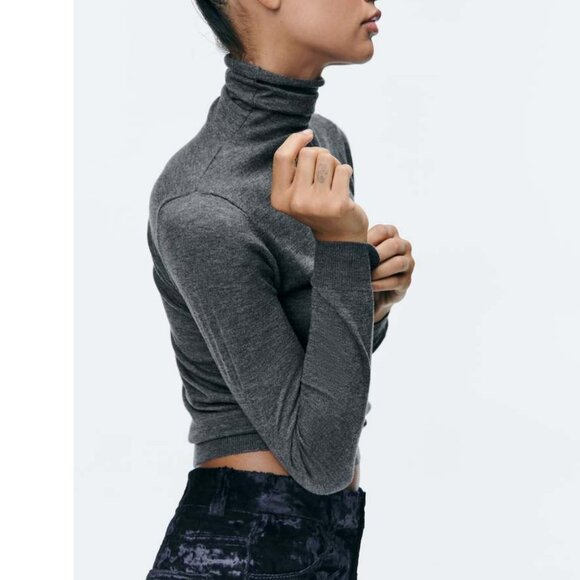 ZARA Funnel Neck Sweater Gray New with Tags! Size S - Picture 3 of 5